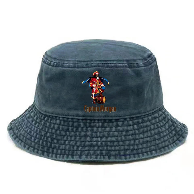 Captain Morgan Bob Bucket Hat Distressed Hats Cap Men Retro Outdoor Summer