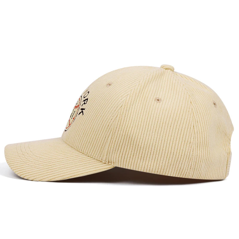 New York Corduroy Embroidered Baseball Caps for Men and Women