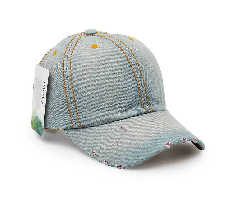 New Unisex Vintage Distressed Flat Cap Denim Hat Baseball Jean Hat Cap