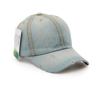 New Unisex Vintage Distressed Flat Cap Denim Hat Baseball Jean Hat Cap