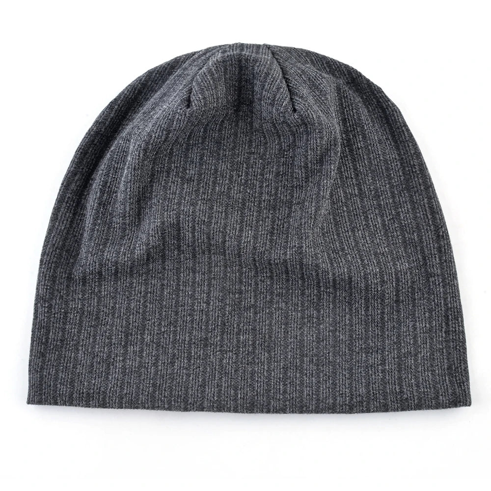 Double Lined Ribbed Slouch Beanie Hat For Men Women