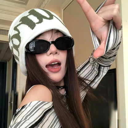 Hip Hop Letter Knitting Cap Hat Y2k Cold Cap Outdoor