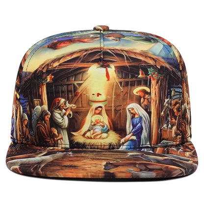 Printed Jesus Flat Edge Hat Trendy Creative Street Hip Hop Hat