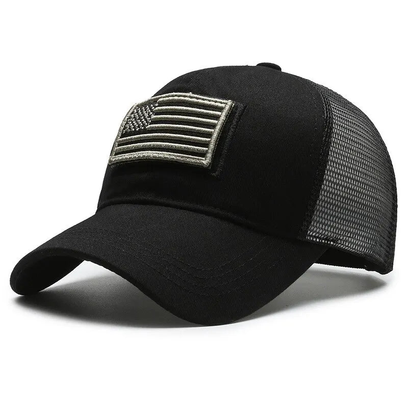 American Flag Camouflage Sticker Embroidered Baseball Cap Net Hat Men