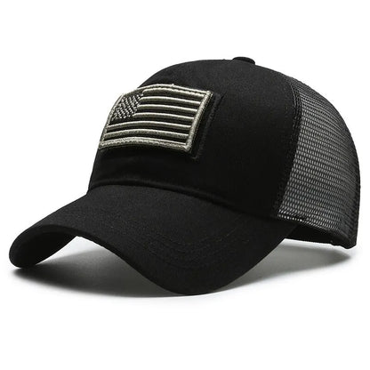 American Flag Camouflage Sticker Embroidered Baseball Cap Net Hat Men