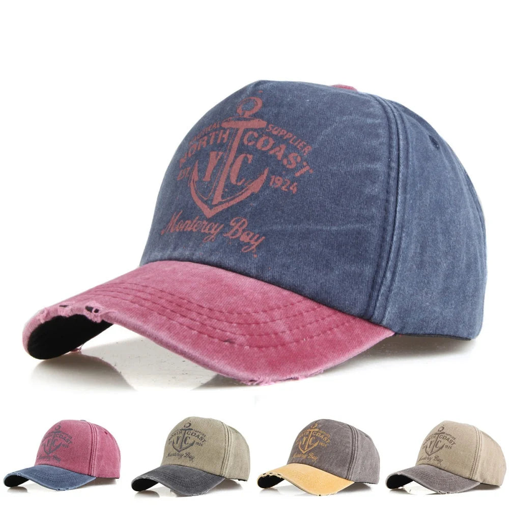 Retro Washed Letter Print Cap Outdoor Sports Baseball Cap