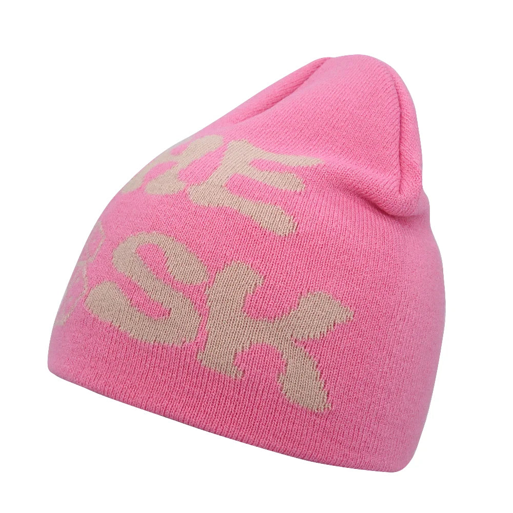 Y2K Letter Knitted Winter Autumn Beanie Cap Men Women