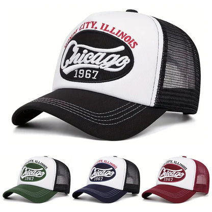 Fashion Mesh Hat Chicago 1967 Embroidered Baseball Hat Street Hip Hop