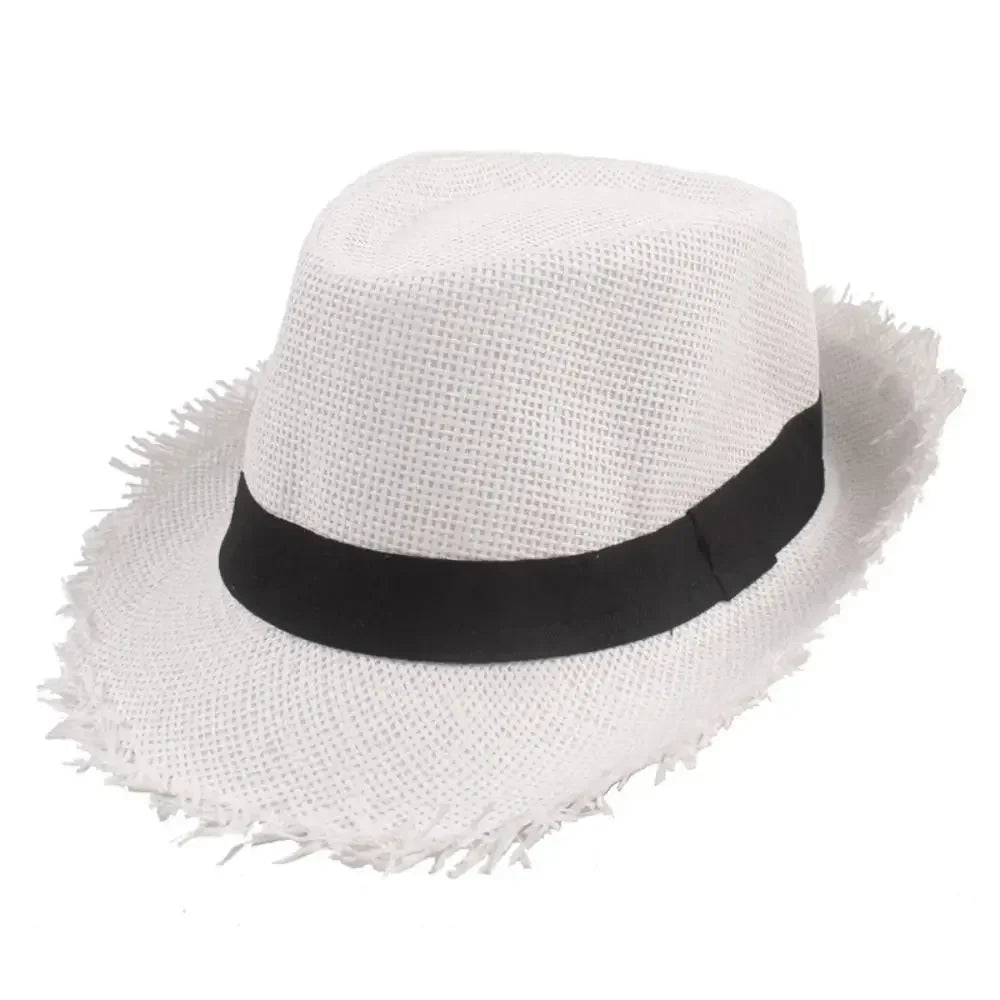Straw Sun Hat Casual Breathable Cowboy Wide Brim Jazz Hat