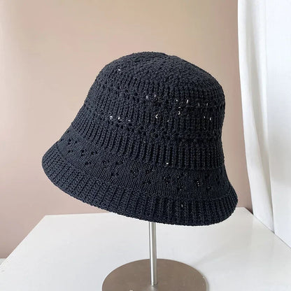 Women's Trendy Hollow Knit Bucket Hat - Breathable Summer Sun Cap