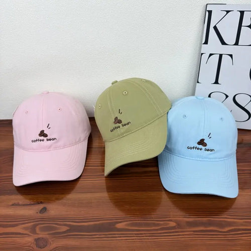 Embroidered Coffee Bean Pattern Baseball Cap for Men Women Spring Summer