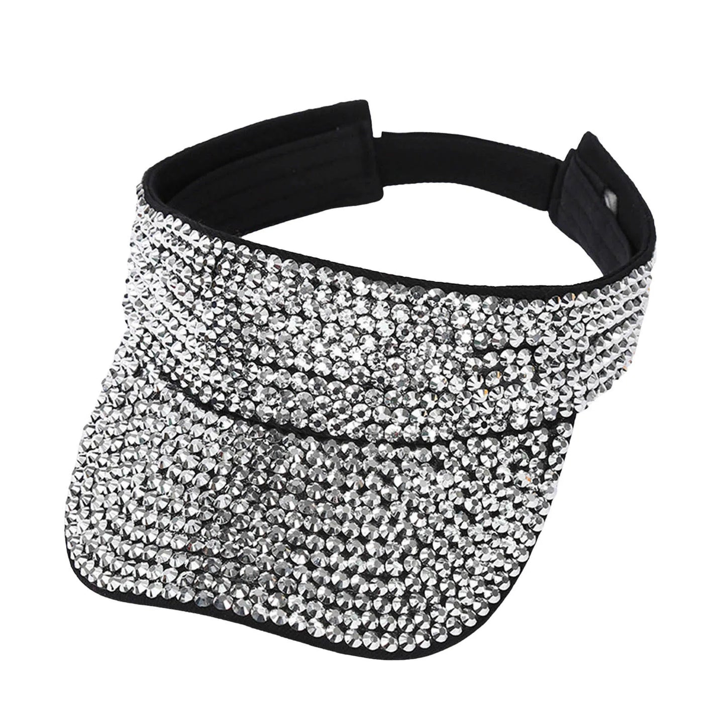 Glitter Visor Shiny Rhinestones Sport Cap Solid Empty Top Hats