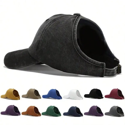 Outdoor Casual Bucket Hat With Ponytail Hole