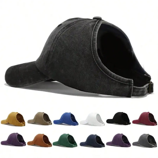Outdoor Casual Bucket Hat With Ponytail Hole