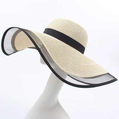 Women Sun Hat Big Eaves Waves Beach Cap Ladies Hat Big Brim Sun Visors UV Cut Bucket