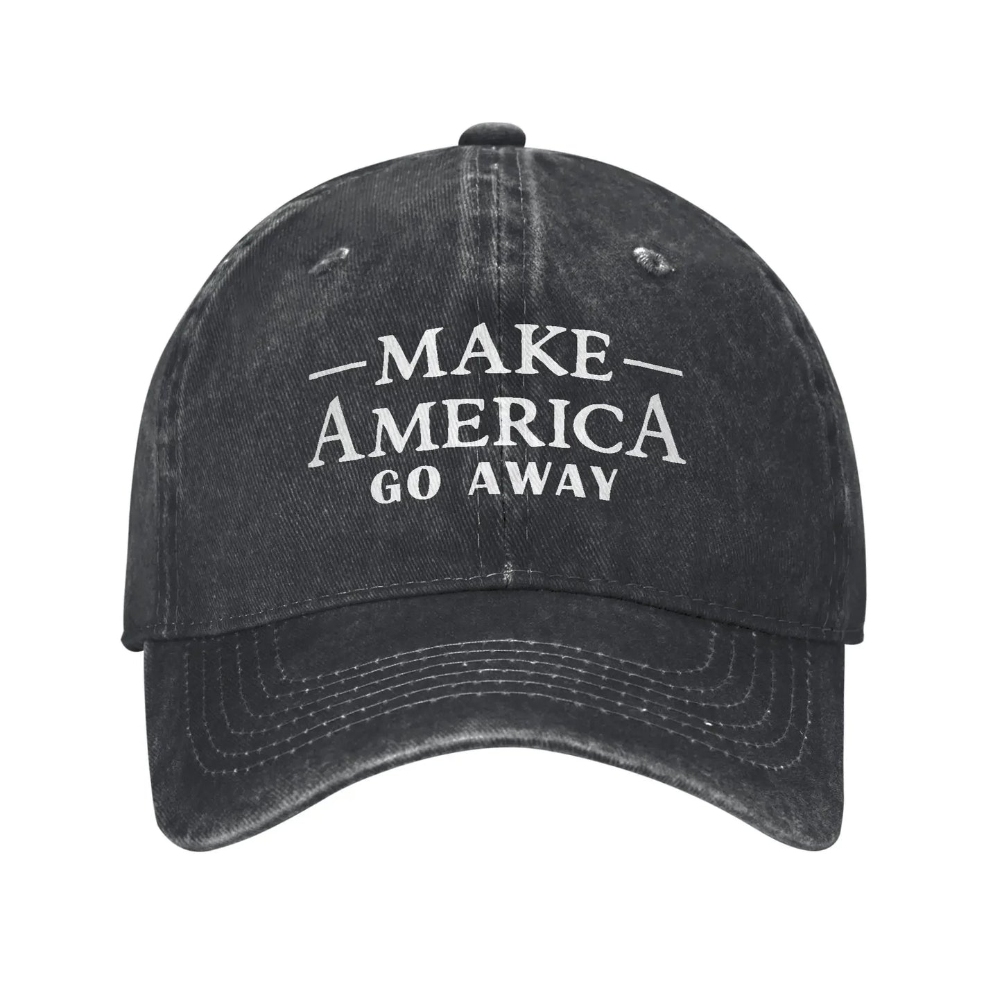 Make America Go Away Unisex Baseball Cap Funny Sarcasm Saying Distressed Denim Hats