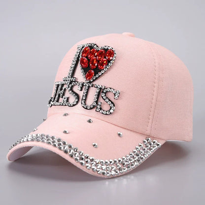 Fashionable Letter-Stitched Diamond-Encrusted Women's Baseball Cap