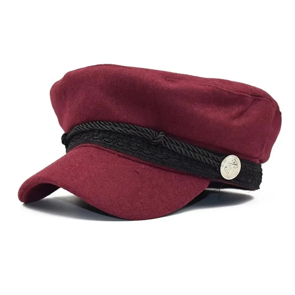 Fashion Women Men Spring Autumn Sailor Black Ladies Beret Top Captain Cap