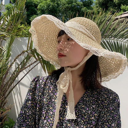 New Summer Beach Hat For Women Popular Wide Brim Straw Bucket Hat