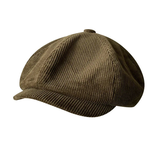 Autumn Winter Corduroy Octagonal Hat - Men's Trendy Newsboy Cap