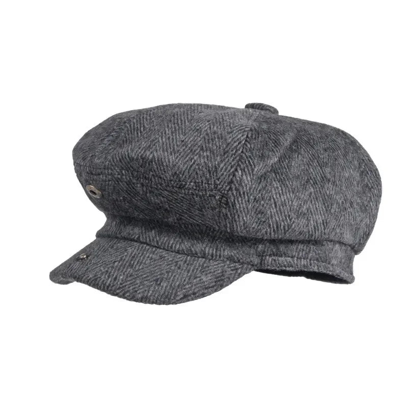 Winter Polyester Solid Warm Newsboy Caps Octagonal Hat