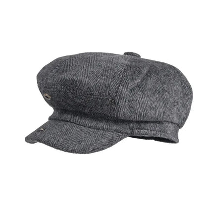 Winter Polyester Solid Warm Newsboy Caps Octagonal Hat