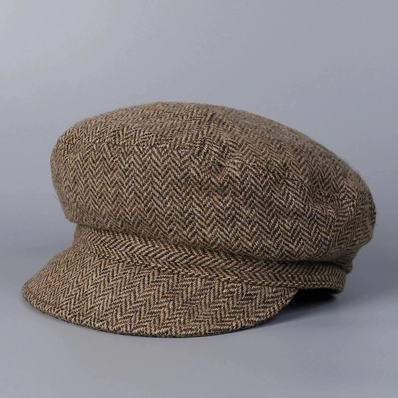 Classical British 100% Wool Octagonal Hat Women's Autumn