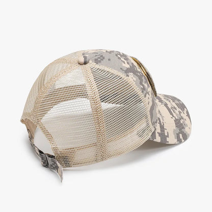 Camouflage Adjustable Breathable Sticker Embroidery Baseball Cap Mesh Hat Outdoor Sunscreen Cap ﻿