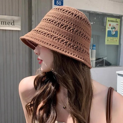 2026 Korean Hook Woven Hollowed Out Fisherman Hat