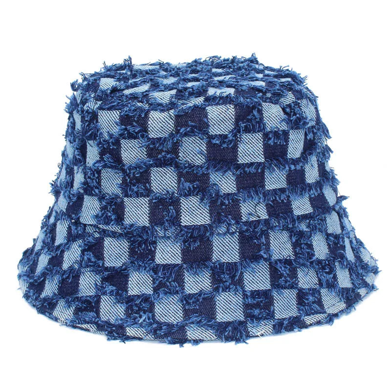 Spring Summer Strawberry Embroidery Denim  Bucket Hat