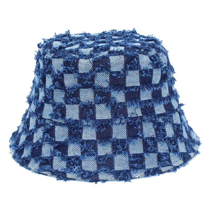 Spring Summer Strawberry Embroidery Denim  Bucket Hat
