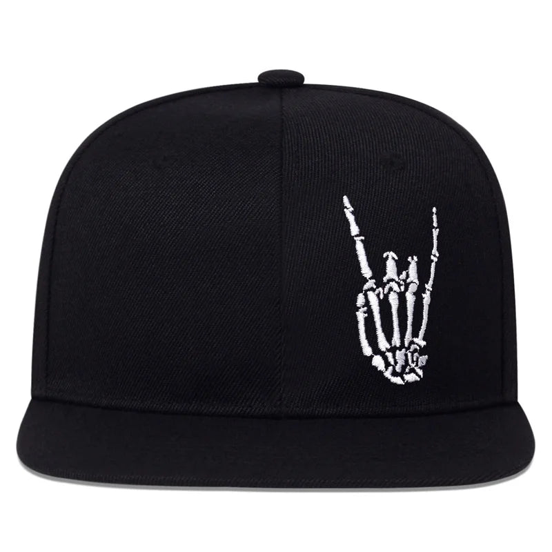 Finger Embroidery Snapback Cap Cotton