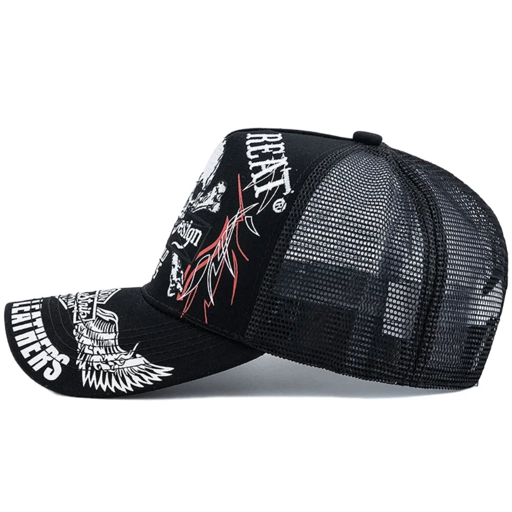 Unisex Punk Style Cap Skull Embroidery Baseball Hat