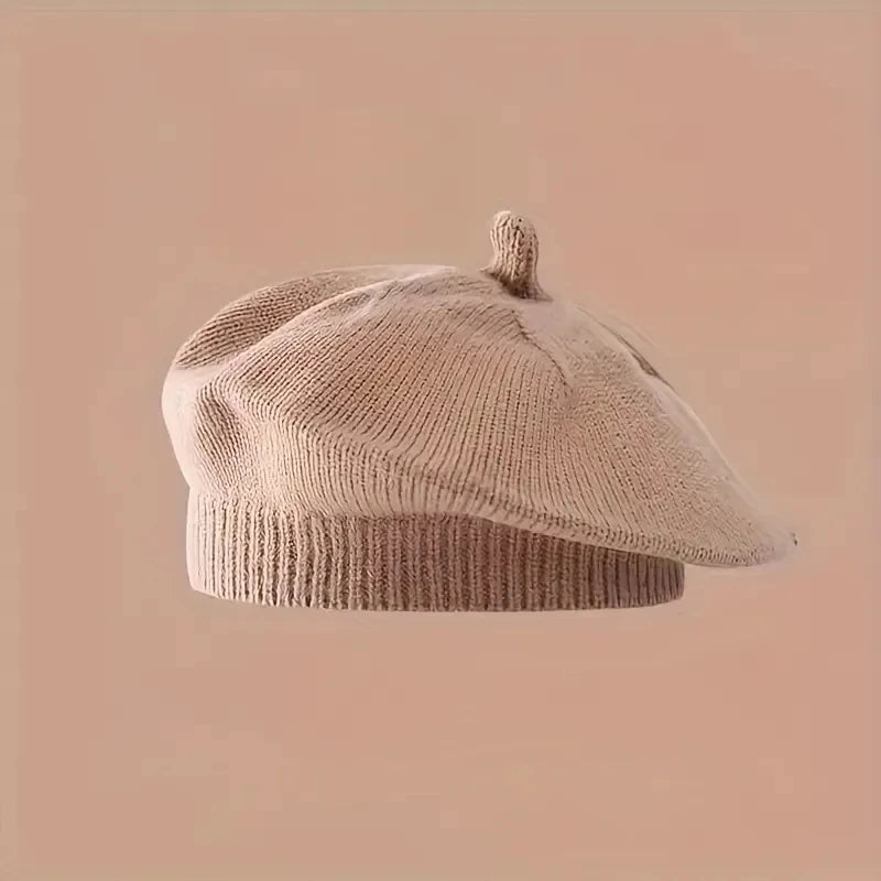 Flower Baby Beret Hat Winter Warm Knitted Beanie Cap