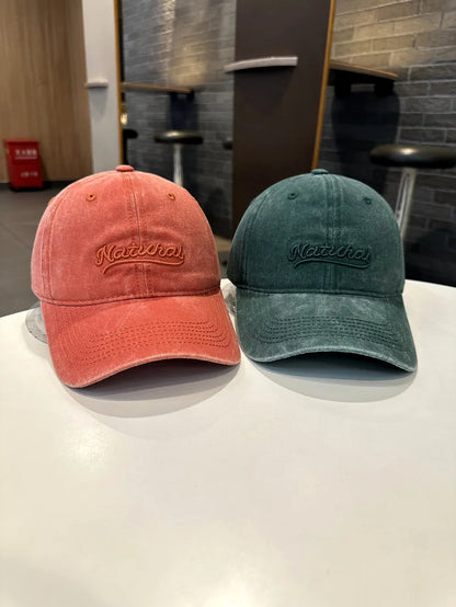 Letter Embroidered Washed Versatile Baseball Cap