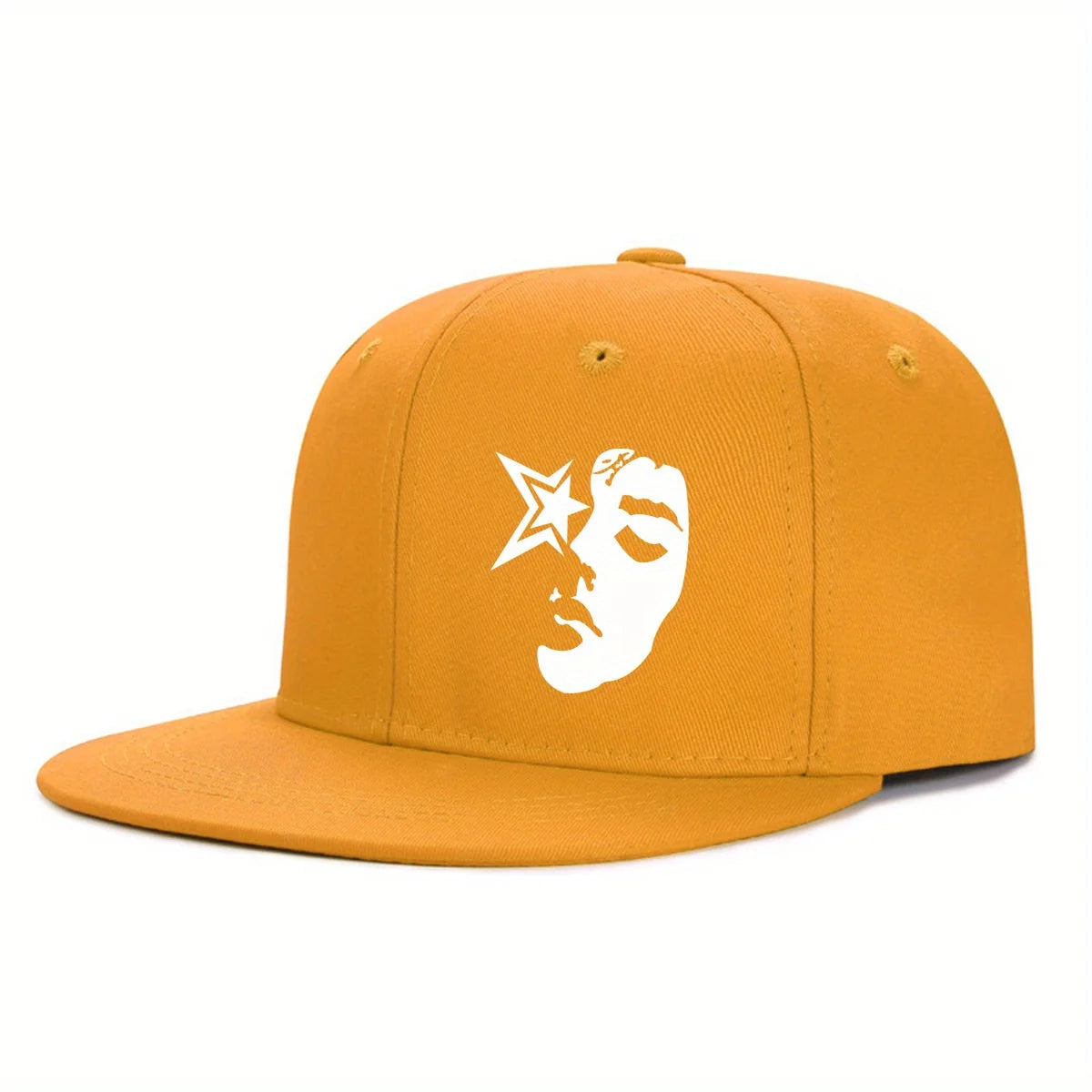 Fashion Face Pattern Printed Flat Brim Hat Hip Hop Y2k Snapback Hats