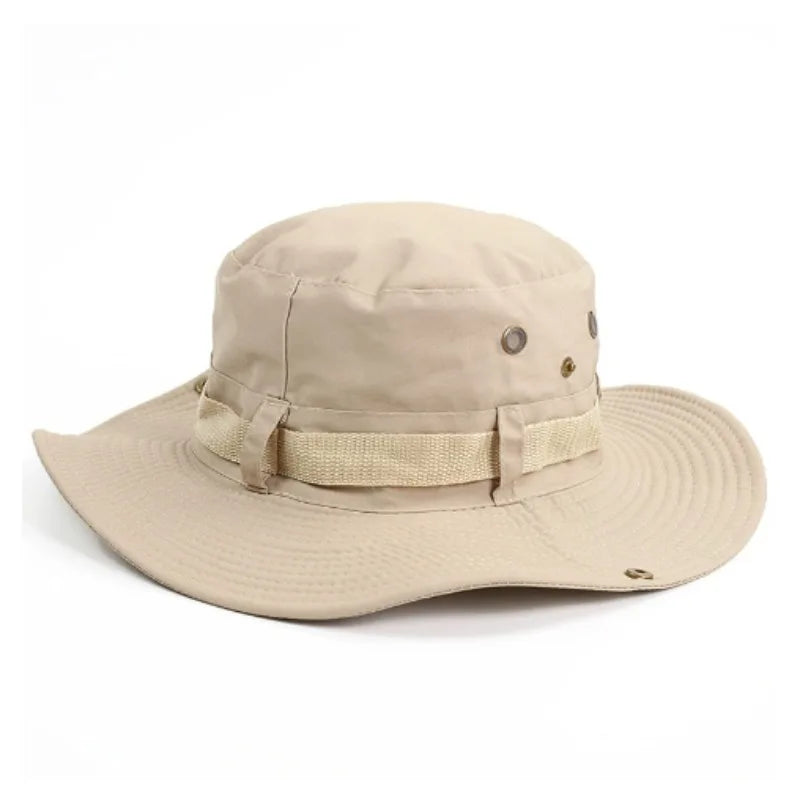 Summer Men Bucket Hat Outdoor UV Protection Wide Brim Panama Safari Hunting Hiking Hat