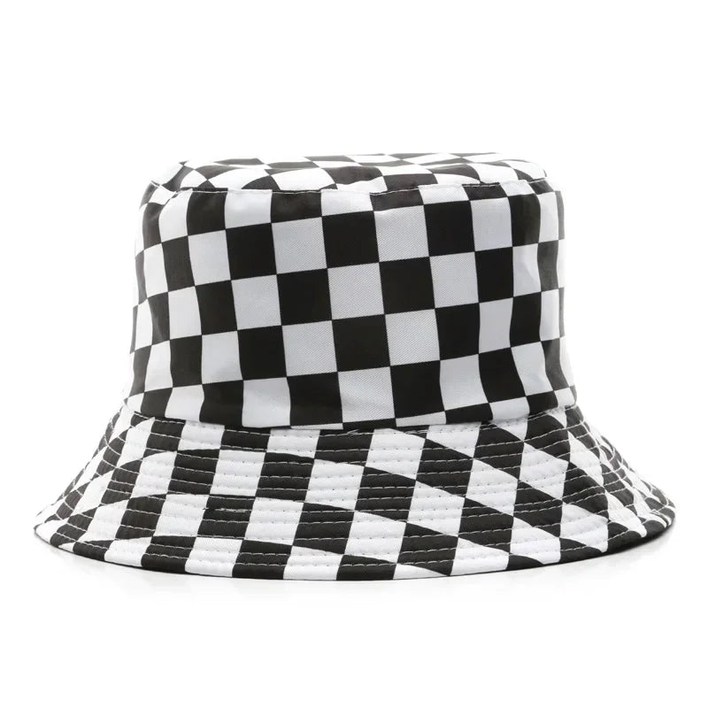 Double Sided Plaid Bucket Hats for Women and Men