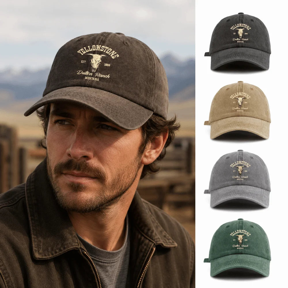Vintage Bull Skull Western Cowboy Baseball Hats