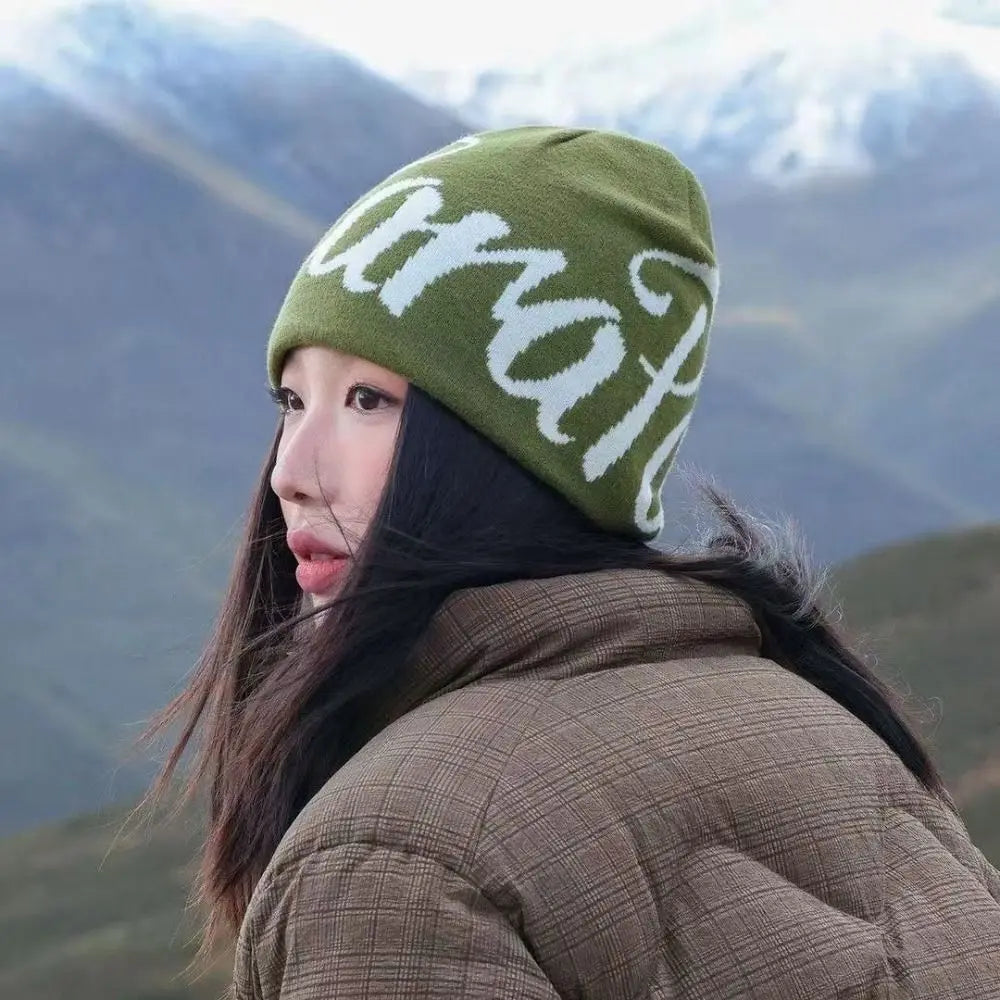 Hip Hop Letter Knitting Cap Hat Y2k Cold Cap Outdoor