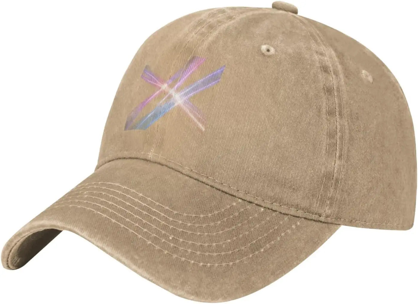 Black Streaming Yarn Printed Washed Cowboy Baseball Cap