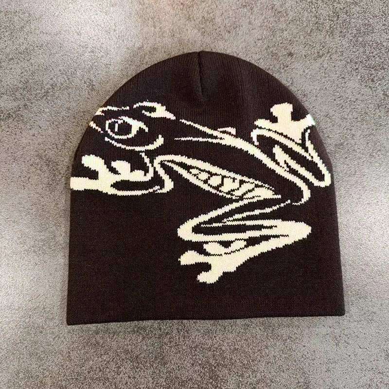 Tree Frog Print Beanie Men Women, Stretchy Knit Skull Cap