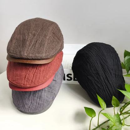 Linen Berets Hats For Men Summer Breathable Newsboy Caps