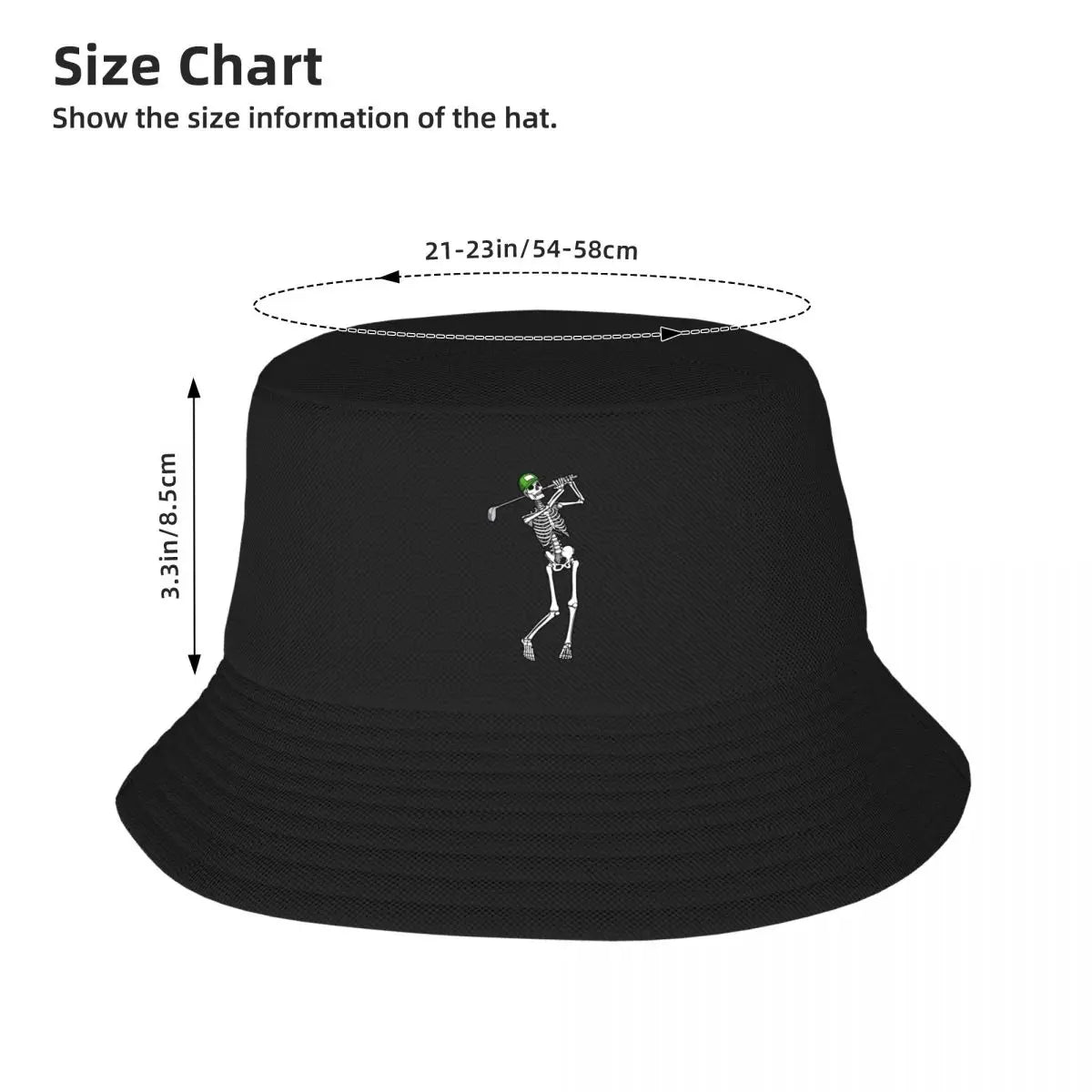 Golf Funny Golfing Skeleton Golfer Halloween Pattern Bucket Hat For Men Women's