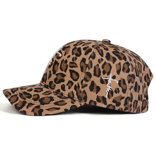 Unisex Letter Cross Embroidery Leopard Pattern Baseball Caps
