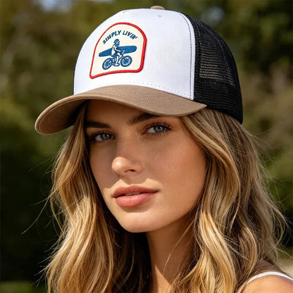New Unisex Embroidered Trucker Hat For Men Curved Front Half Mesh Baseball Cap Patch Logo Breathable Mesh Back