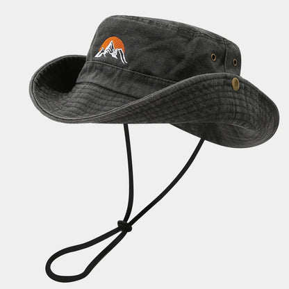 Washed Cotton Embroidery Fishing Fisherman Hats Bucket Hat