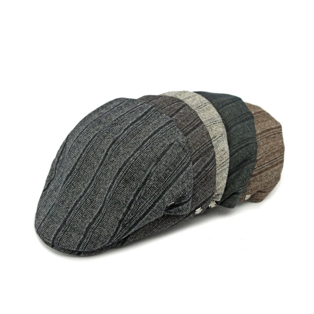 Classical Retro Newsboy Cap Versatile Casual Stripe Berets