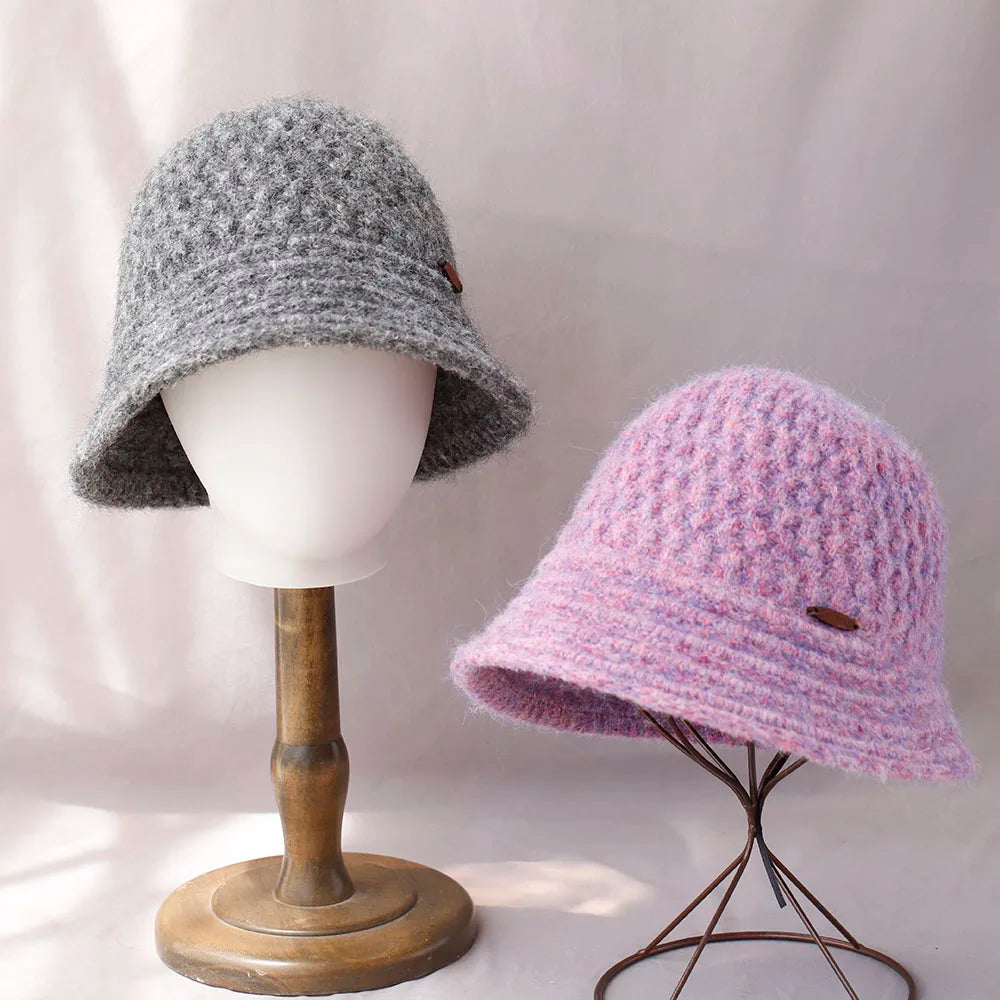 2025 Knitted Bucket Hat Fashion Color Block Women's Hip Hop Cap
