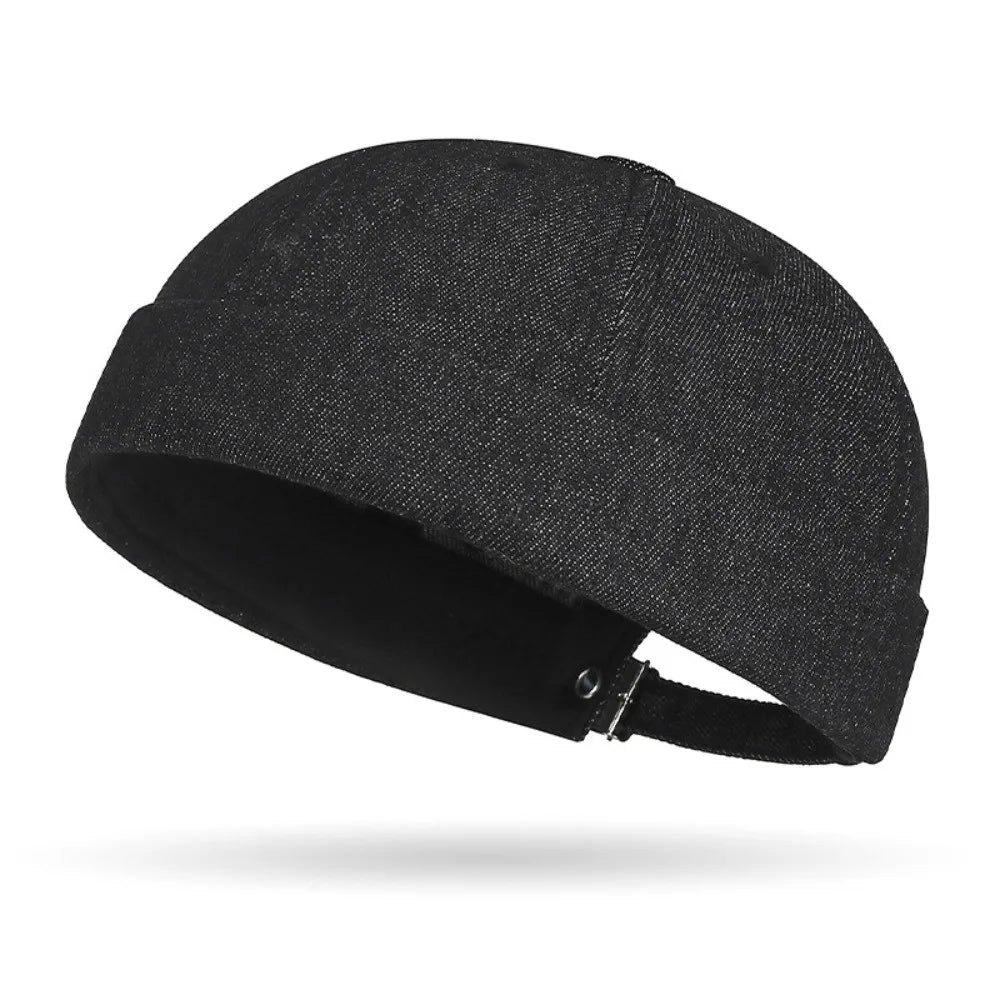 New Solid Color Denim Beanie Hats Adjustable